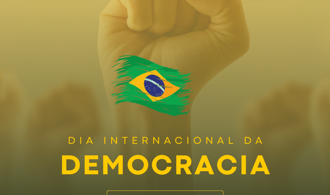 Post do instagram dia internacional da democracia moderno verde e amarelo