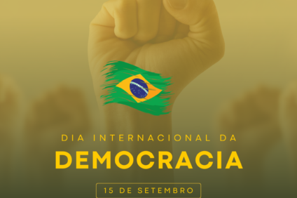 Post do instagram dia internacional da democracia moderno verde e amarelo